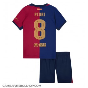 Camisa de time de futebol Barcelona Pedri Gonzalez #8 Replicas 1º Equipamento Infantil 2024-25 Manga Curta (+ Calças curtas)